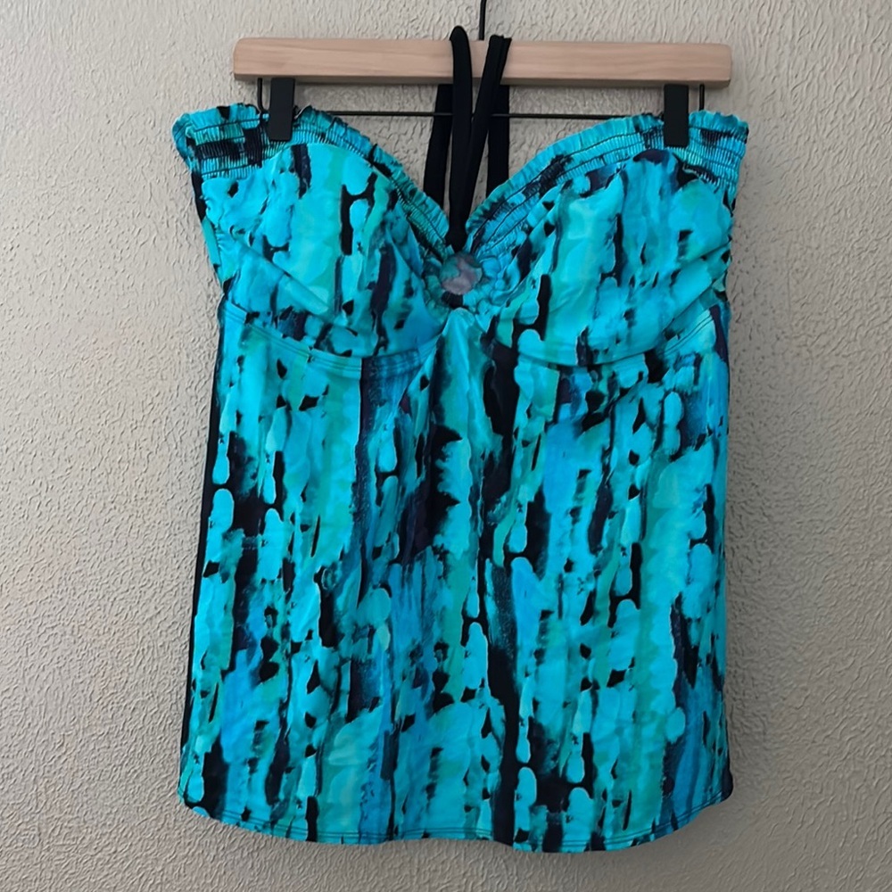 Liz Lange Blue and Black Bikini Top